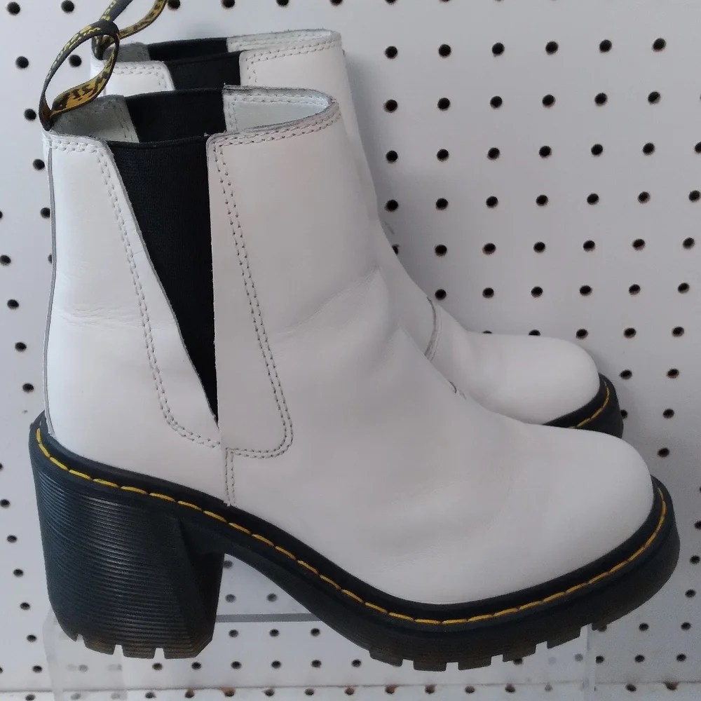 Dr. Martens White Ankle Boots with Black Soles - Picture 1 of 11